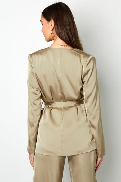 Blazer aus glänzendem Stoff mit Schleife Lila M h5 Bild5